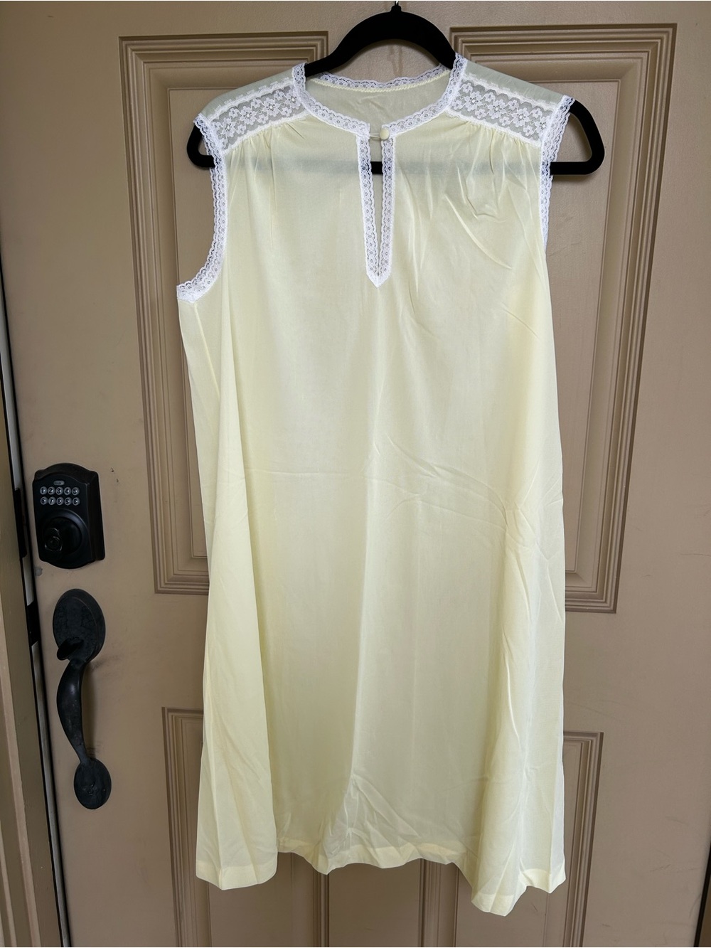 Vintage Yellow/lace trim Vanity Fair Night Gown Small